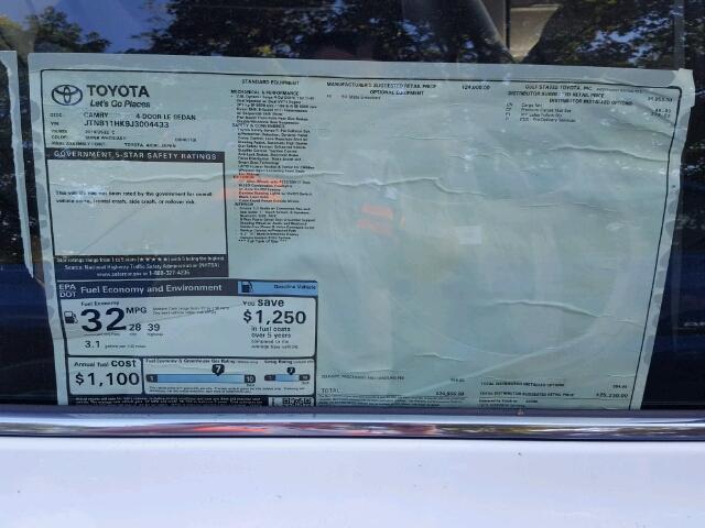 JTNB11HK9J3004433 - 2018 TOYOTA CAMRY L 白色 照片 9