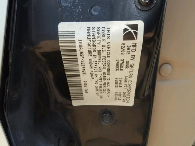 1G8AJ52FX3Z154631 - 2003 SATURN ION LEVEL GOLD photo 10