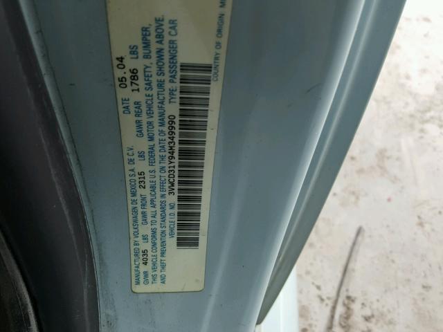 3VWCD31Y94M349990 - 2004 VOLKSWAGEN NEW BEETLE 蓝色 照片 10