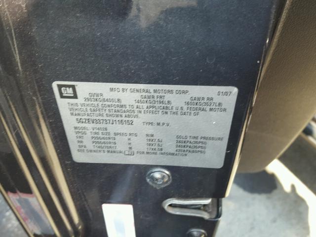 5GZEV33737J116152 - 2007 SATURN OUTLOOK SP ნაცრისფერი ფოტო 10