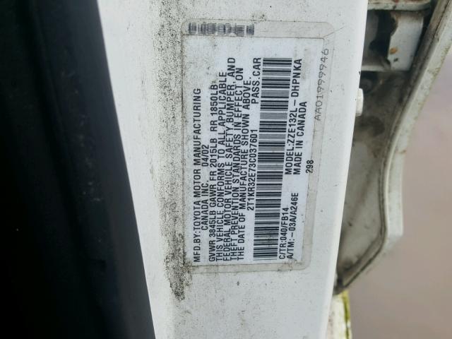 2T1KR32E73C037601 - 2003 TOYOTA MATRIX 白色 照片 10