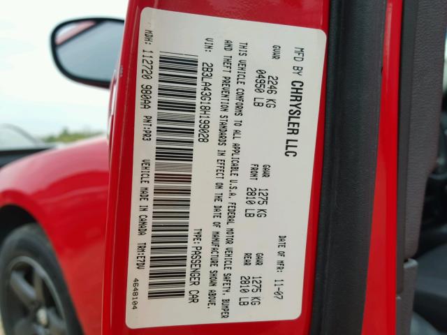 2B3LA43G18H199028 - 2008 DODGE CHARGER RED photo 10