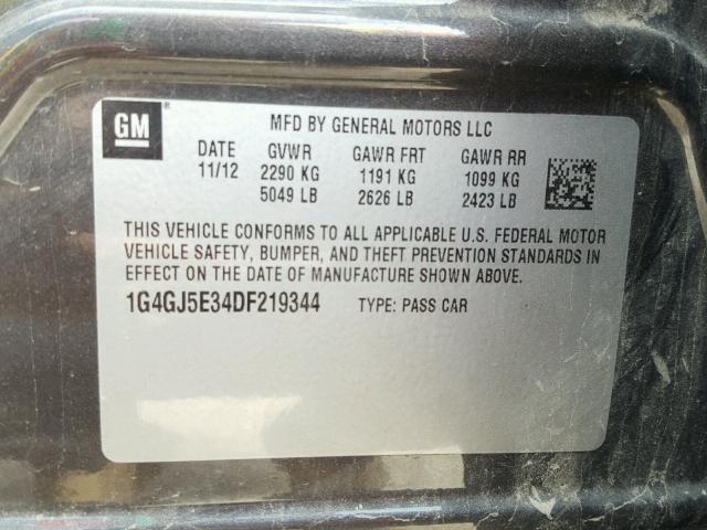 1G4GJ5E34DF219344 - 2013 BUICK LACROSSE T GRAY photo 10