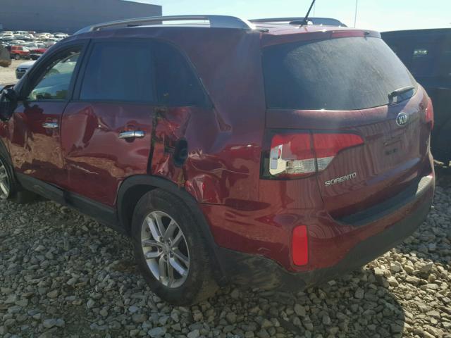 5XYKT4A62FG631667 - 2015 KIA SORENTO MAROON photo 3