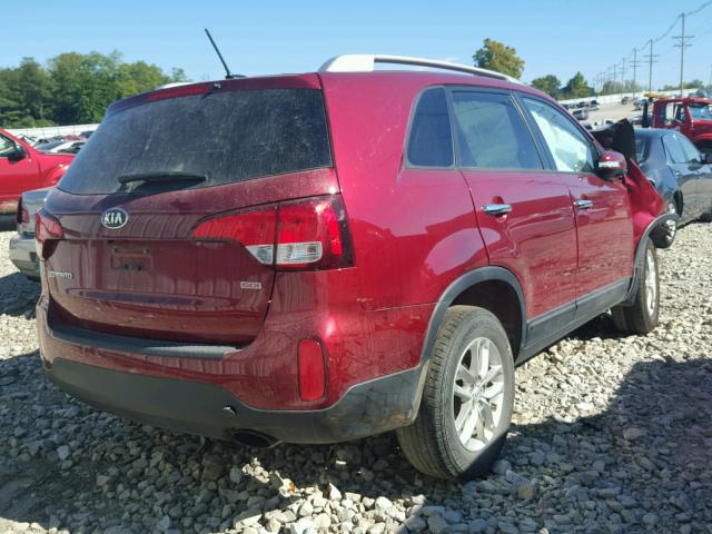 5XYKT4A62FG631667 - 2015 KIA SORENTO MAROON photo 4