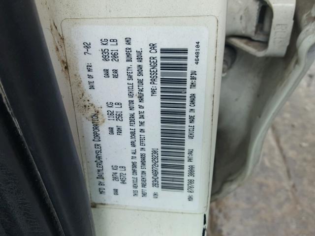 2B3HD46R72H292301 - 2002 DODGE INTREPID S 白色 照片 10