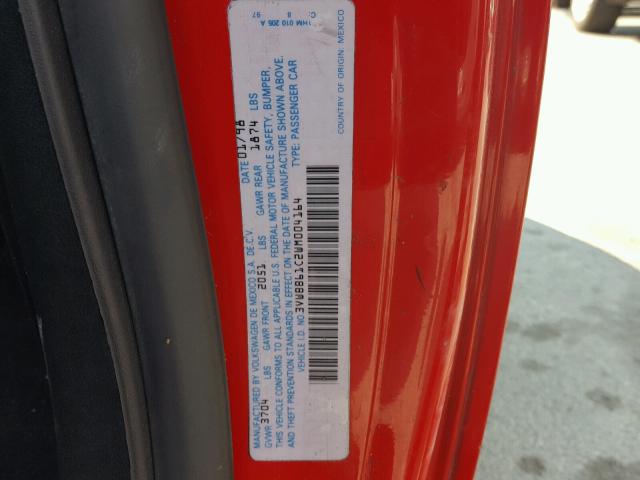 3VWBB61C2WM004164 - 1998 VOLKSWAGEN NEW BEETLE RED photo 10