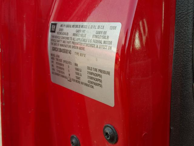 3GNCA13B49S600143 - 2009 CHEVROLET HHR LS RED photo 10