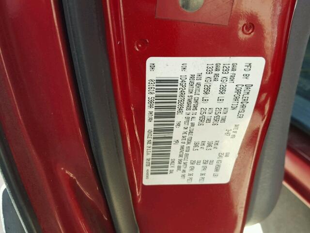 1D4GP24R07B209481 - 2007 DODGE GRAND CARA RED photo 10