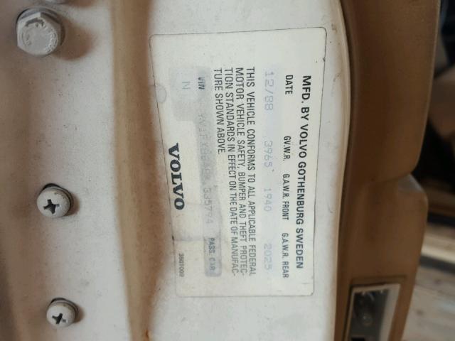 YV1FX8848K2335794 - 1989 VOLVO 740 GL WHITE photo 10