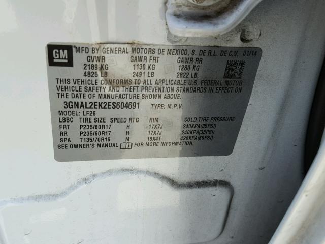 3GNAL2EK2ES604691 - 2014 CHEVROLET CAPTIVA LS 白色 照片 10