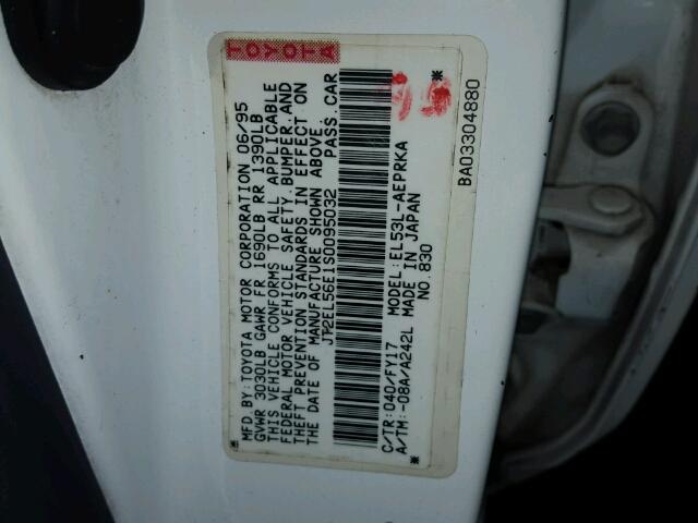 JT2EL56E1S0095032 - 1995 TOYOTA TERCEL DX WHITE photo 10