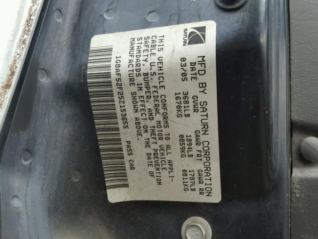 1G8AF52F25Z153655 - 2005 SATURN ION LEVEL GRAY photo 10