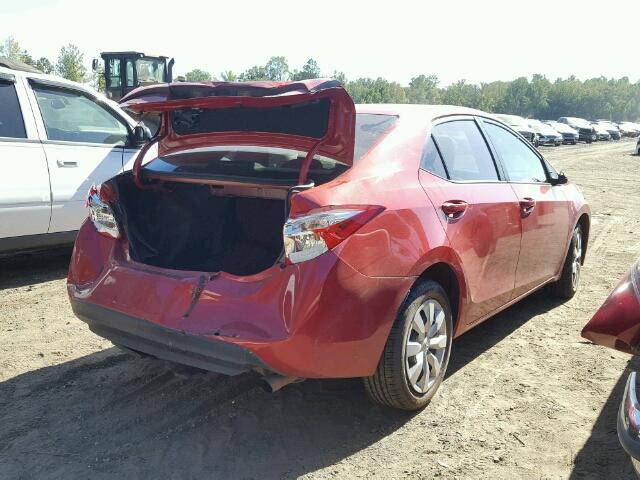 2T1BURHEXEC204058 - 2014 TOYOTA COROLLA L RED photo 4