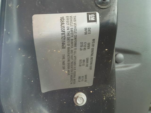 1G8AJ55FX7Z114468 - 2007 SATURN ION LEVEL GREEN photo 10