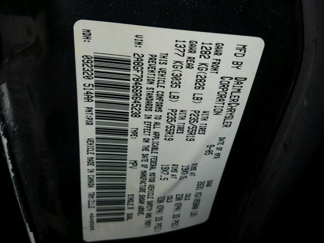 2A8GF78466R645238 - 2006 CHRYSLER PACIFICA L 黑色 照片 10