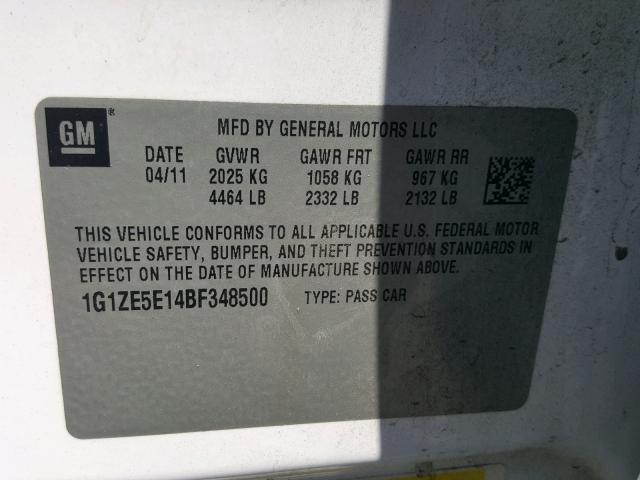 1G1ZE5E14BF348500 - 2011 CHEVROLET MALIBU LTZ 白色 照片 10