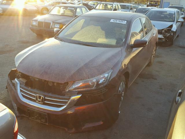 1HGCR2F38EA301585 - 2014 HONDA ACCORD LX BURGUNDY photo 2