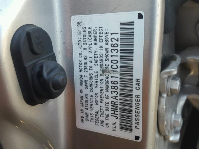 JHMRA3861WC013621 - 1998 HONDA ODYSSEY LX SILVER photo 10