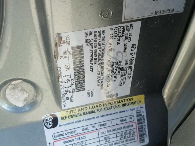 5LMFU27525LJ18321 - 2005 LINCOLN NAVIGATOR მწვანე ფოტო 10