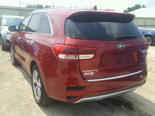 5XYPKDA52HG201687 - 2017 KIA SORENTO SX RED photo 3