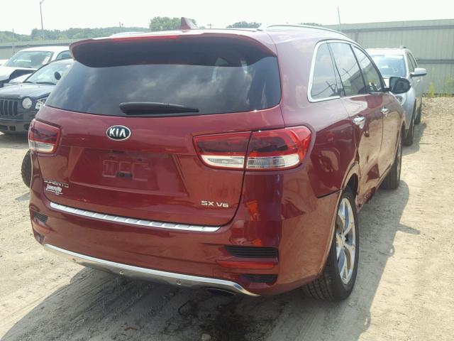 5XYPKDA52HG201687 - 2017 KIA SORENTO SX RED photo 4