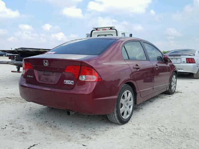 1HGFA16557L048992 - 2007 HONDA CIVIC LX RED photo 4