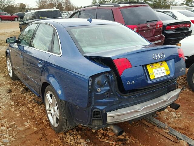 WAUAF78E98A052032 - 2008 AUDI A4 2.0T BLUE photo 3