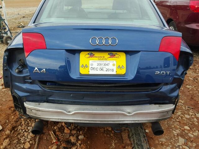 WAUAF78E98A052032 - 2008 AUDI A4 2.0T BLUE photo 9