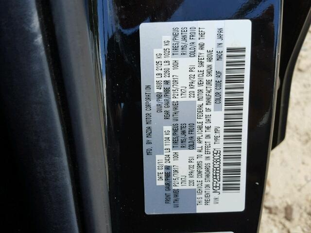 JM3ER2B56B0380391 - 2011 MAZDA CX-7 BLACK photo 10