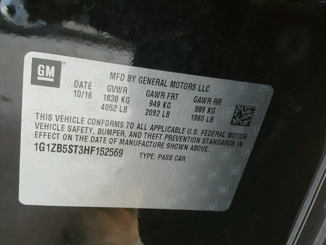 1G1ZB5ST3HF152569 - 2017 CHEVROLET MALIBU შავი ფოტო 10