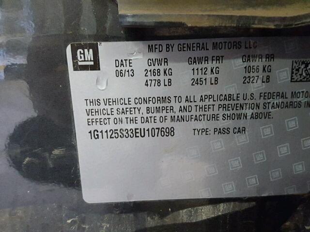 1G1125S33EU107698 - 2014 CHEVROLET IMPALA CHARCOAL photo 10