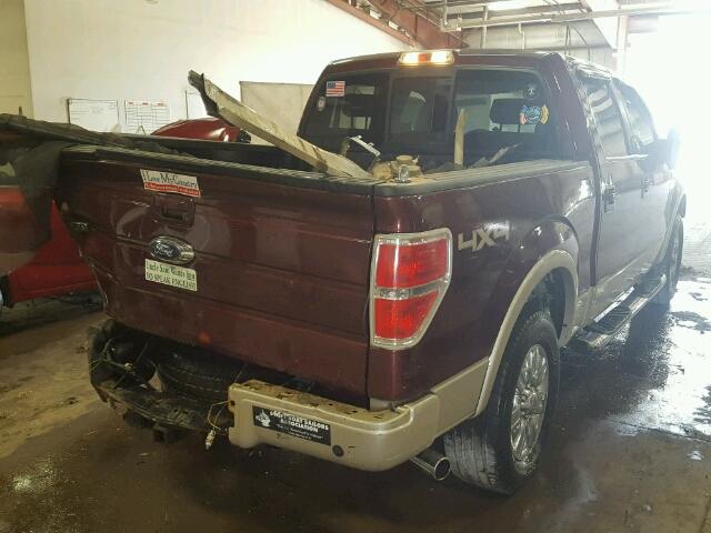 1FTPW14VX9FB35134 - 2009 FORD F150 MAROON photo 4