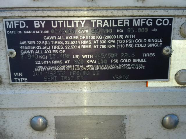 1UYVS2532HP870013 - 2017 UTILITY TRAILER WHITE photo 10