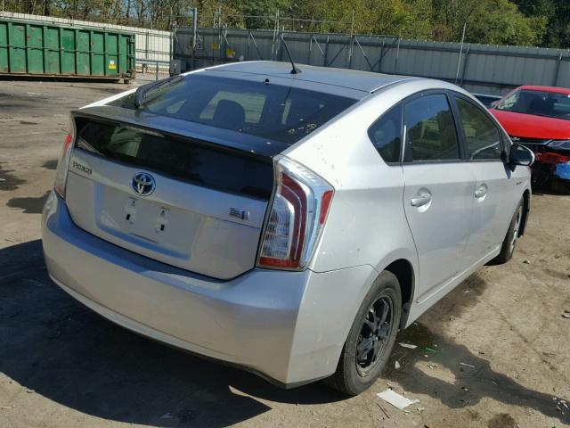 JTDKN3DU5C5428243 - 2012 TOYOTA PRIUS SILVER photo 4