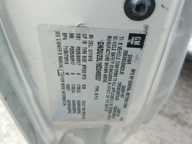 1GNDU23L16D246037 - 2006 CHEVROLET UPLANDER L 灰色 照片 10