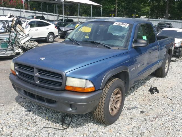 1B7GL12X22S684059 - 2002 DODGE DAKOTA BAS BLUE photo 2