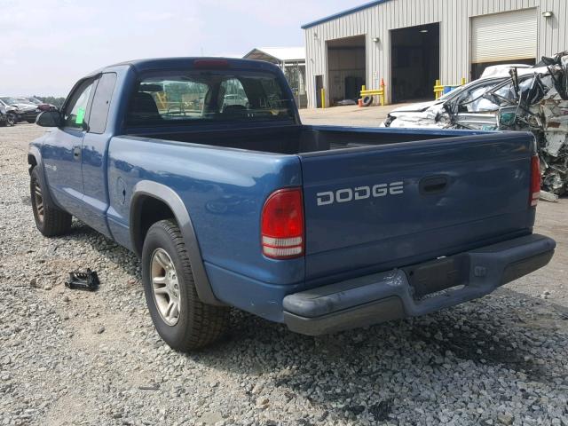 1B7GL12X22S684059 - 2002 DODGE DAKOTA BAS BLUE photo 3