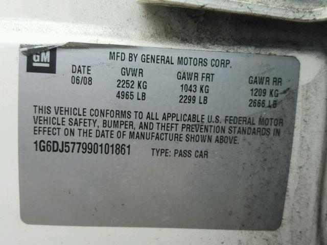 1G6DJ577990101861 - 2009 CADILLAC CTS WHITE photo 10