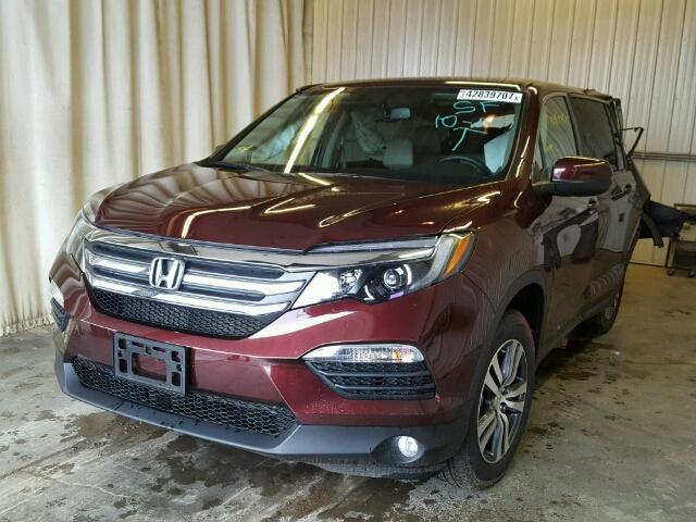 5FNYF6H5XGB082593 - 2016 HONDA PILOT BURGUNDY photo 2