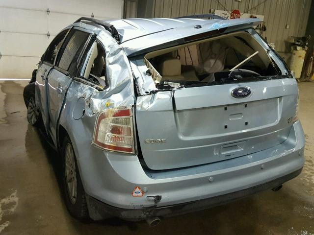 2FMDK48C78BA14131 - 2008 FORD EDGE SEL BLUE photo 3