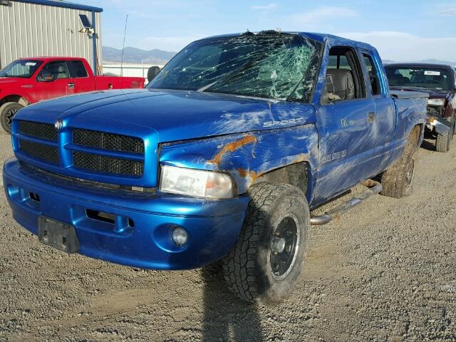 1B7HF13Z3YJ123749 - 2000 DODGE RAM 1500 BLUE photo 2