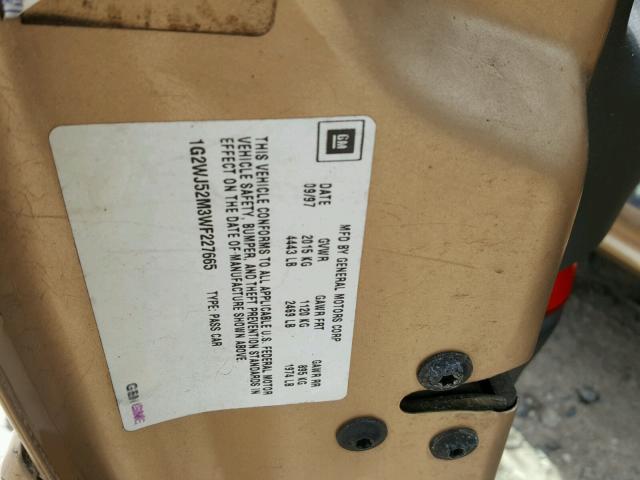 1G2WJ52M3WF227665 - 1998 PONTIAC GRAND PRIX GOLD photo 10