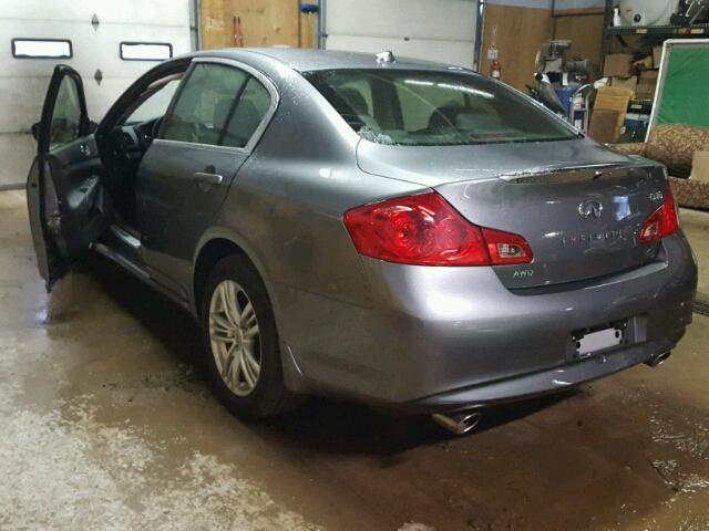 JN1CV6AR6FM650096 - 2015 INFINITI Q40 GRAY photo 3