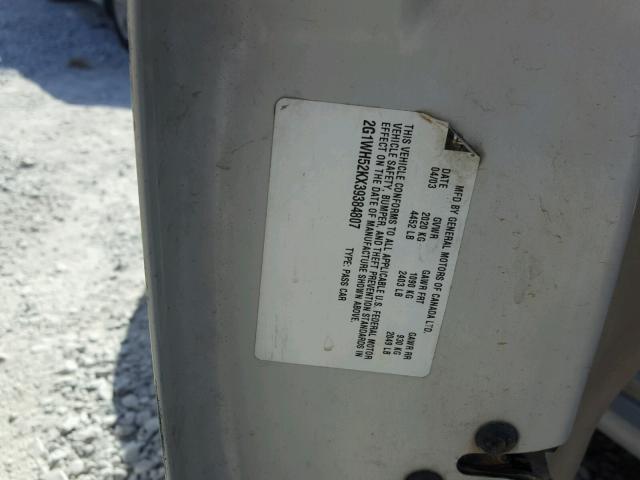 2G1WH52KX39384807 - 2003 CHEVROLET IMPALA LS GRAY photo 10