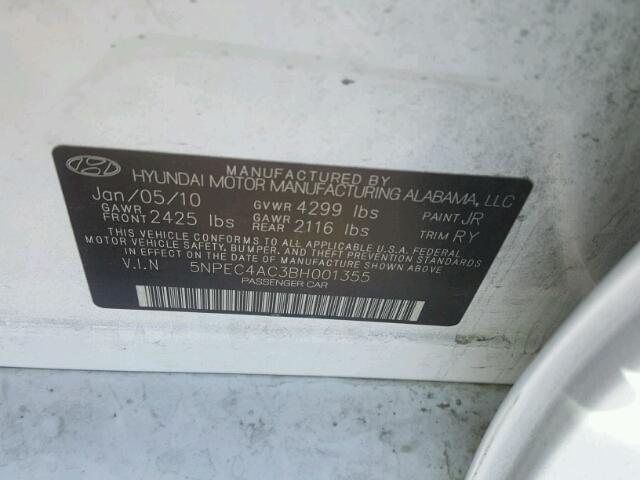 5NPEC4AC3BH001355 - 2011 HONDA UK WHITE photo 10