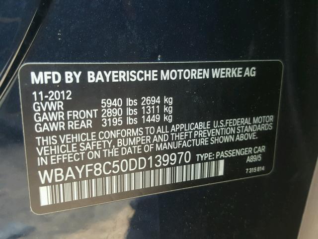WBAYF8C50DD139970 - 2013 BMW 750LI XDRI BLUE photo 10