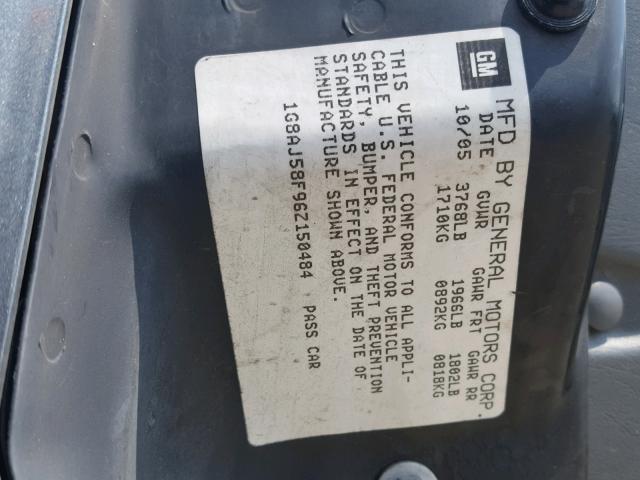 1G8AJ58F96Z150484 - 2006 SATURN ION LEVEL GRAY photo 10