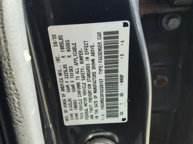 1HGCM56397A028157 - 2007 HONDA ACCORD SE BLUE photo 10