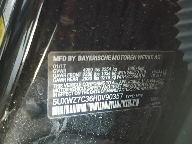 5UXWZ7C36H0V90357 - 2017 BMW X3 SDRIVE2 BLACK photo 10